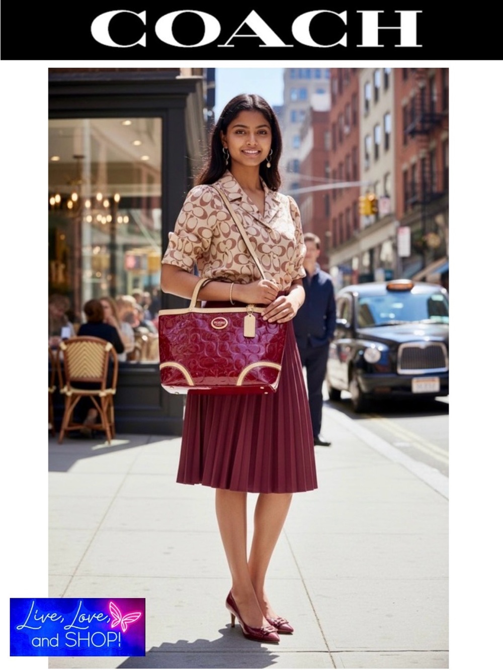 COACH Peyton Burgundy Handbag, EUC